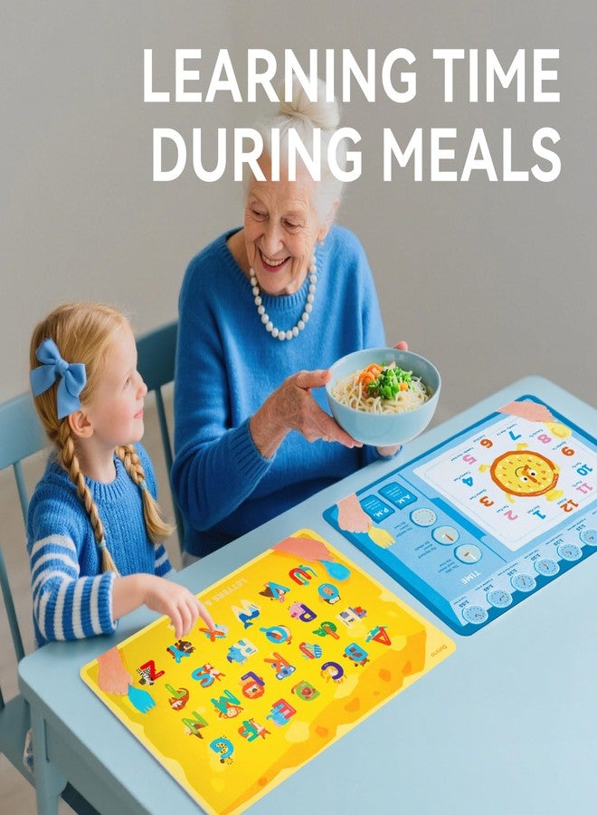 Dotimo kids Dotimo 6 Pack Kids Placemats for Dining Table - Educational PVC Mats with 6 Learning Themes (Alphabet, Numbers, Planets & More), Non-Slip, Wipeable & Reusable for Toddlers, Homeschool & Classroom - Image 5